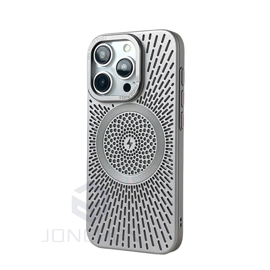 Luxury Heat Dissipation Hollow For Magsafe Case For iPhone 15 14 13 12 16 Pro Max Titanium Magnetic Wireless Charge Hard Cover