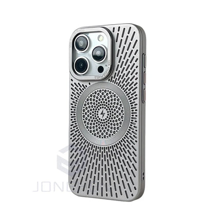 Luxury Heat Dissipation Hollow For Magsafe Case For iPhone 15 14 13 12 16 Pro Max Titanium Magnetic Wireless Charge Hard Cover