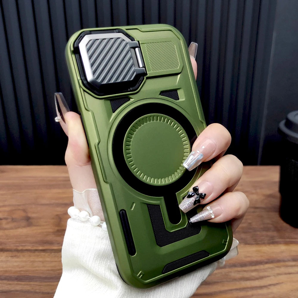 Shockproof Armor Case For iPhone 17 Air 16 15 14 13 12 Pro Max For Magsafe Mag Safe Wireless Charge Full Protective Lens Covers