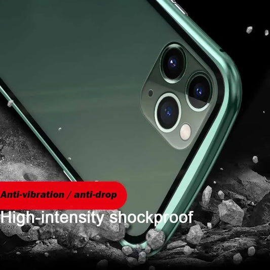 360° Metall Magnet Adsorption Hülle für iPhone 16 15 14 13 12 11 Pro XS Max Doppelseitige Glas Hülle für iPhone 8 Plus X XR Cover