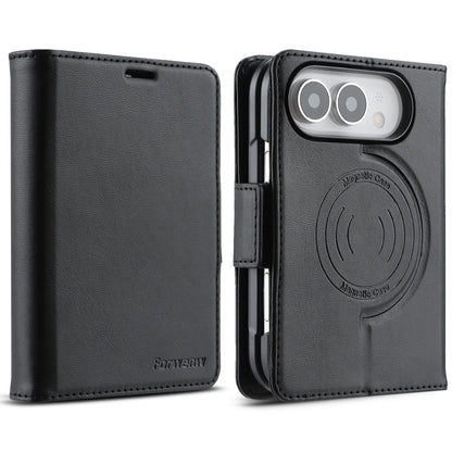 Magnetic Flip Card Slots Wallet Leather Case for iPhone Duo 18 Fold Wide Shockproof for Magsafe RFID Blocking Book Stand Cover