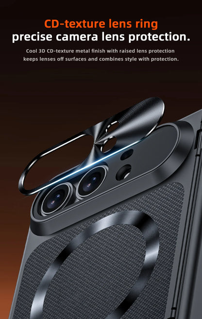 Skin Feel Fabric Texture Magnetic Phone Case For iPhone Duo For Magsafe Shell Film Integrated Shockproof Foldable Cover