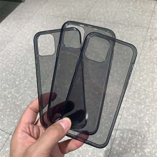 Ultradünne schwarze transparente Hülle für iPhone 15 14 13 12 11 Pro Max Mini Xs XR X 7 8 Plus 6S transparente weiche TPU-Silikon-Rückschale