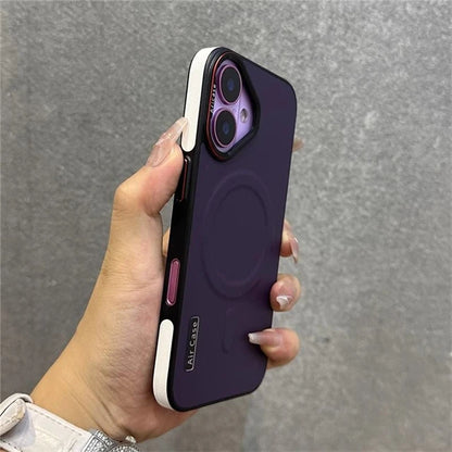 For iPhone 16 15 Pro Max Luxury Magsafe Magnetic Color Matte Leather Frame Phone Case For iPhone 12 13 14 17 Air Back Cover