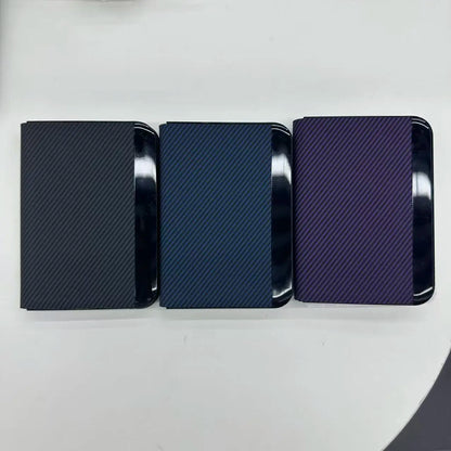 Sulada Carbon Fiber Pattern Leather Magsafe Case for iPhone Duo New Arrival Business Window View Flip Cover