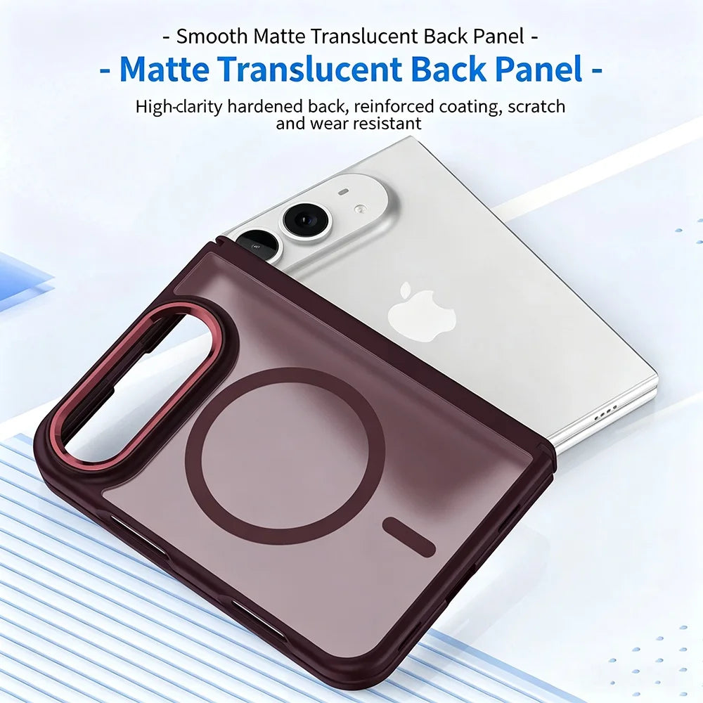 Premium Simplicity Magnetic Matte Translucent Phone Case For iPhone Duo 18 Ultra Magsafe Strip Double Layer Shockproof Cover
