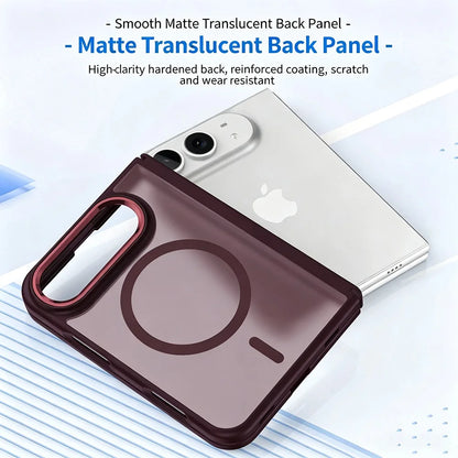 Premium Simplicity Magnetic Matte Translucent Phone Case For iPhone Duo 18 Ultra Magsafe Strip Double Layer Shockproof Cover