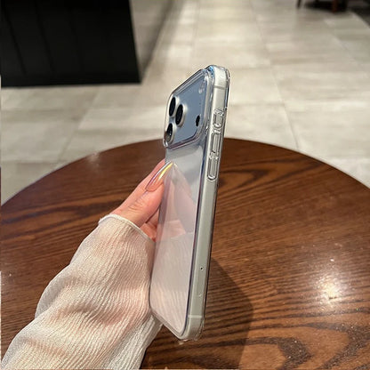 17 ProMax Ultra Thin Transparent Orange Phone Case For iPhone Air 16 15 14 13 12 Pro Max Plus Acrylic PC Slim Plating Hard Cover