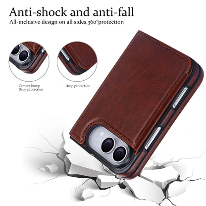 Crazy Horse Texture Card Slots Wallet Leather Case for iPhone Duo Ultra 18 Fold Wide Shockproof book Stand RFID Blocking Cover