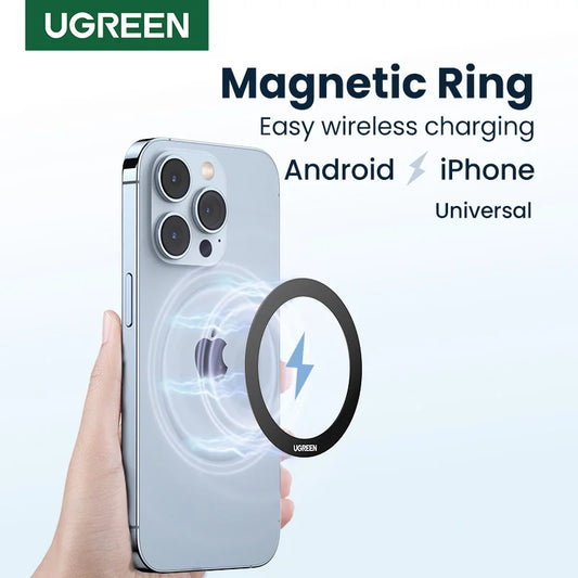 UGREEN Magnetischer Metallring für MagSafe iPhone 16 15 14 Pro Android Handys Plattenaufkleber Ringe für MagSafe Wireless Ladegerät Ständer