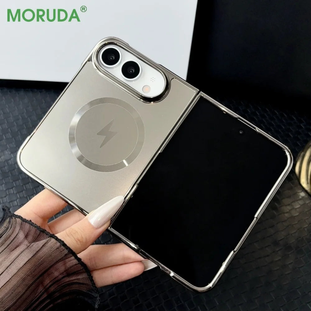 Plating Frosted Lighting Magnetic Case For iPhone Duo duo Fold Wireless Charging Shockproof AG Matte Hard PC Back Cover Funda