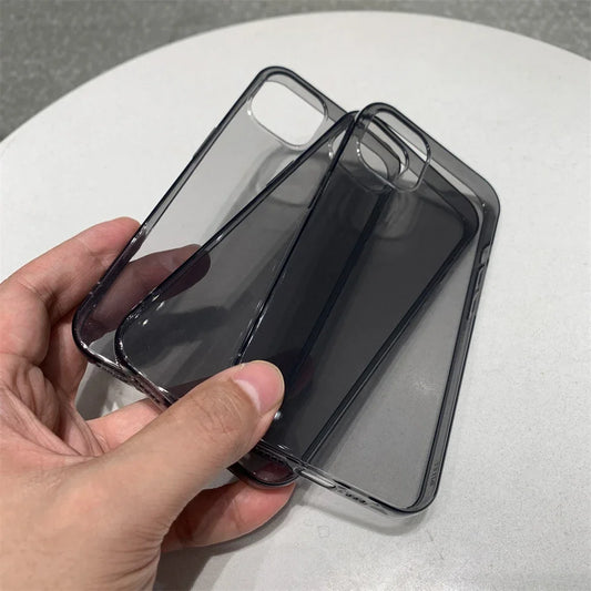 Ultradünne schwarze transparente Hülle für iPhone 15 14 13 12 11 Pro Max Mini Xs XR X 7 8 Plus 6S transparente weiche TPU-Silikon-Rückschale