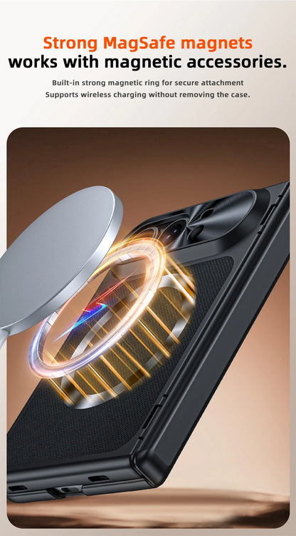 Skin Feel Fabric Texture Magnetic Phone Case For iPhone Duo For Magsafe Shell Film Integrated Shockproof Foldable Cover