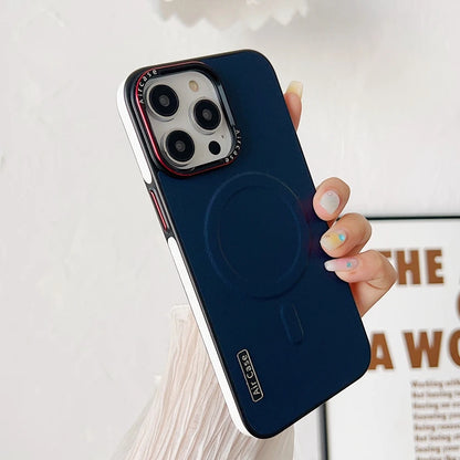 For iPhone 16 Leather Case Luxury Bicolor Magnetic for Magsafe Case for iPhone 15 13 12 14 Pro Max 16Pro Max Wireless Chgarging