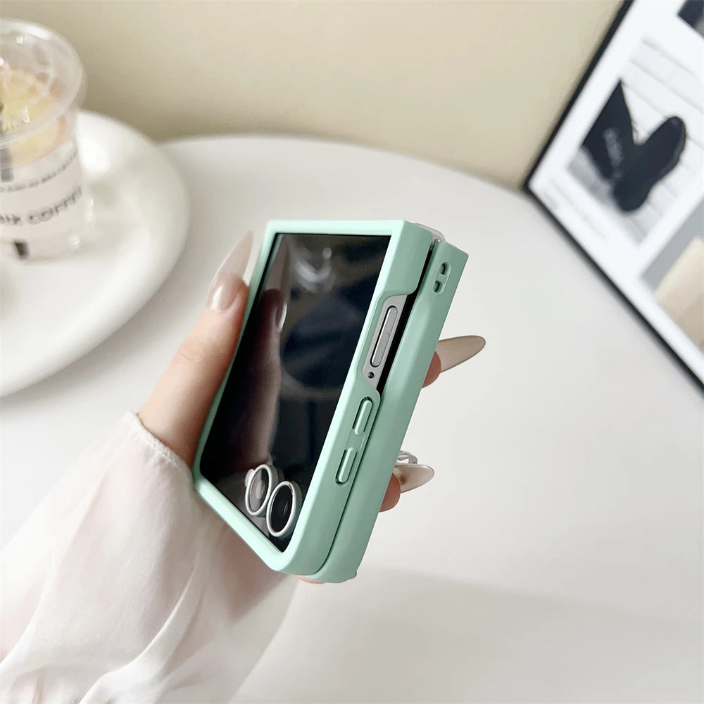 Original Liquid Silicone PC Phone Case Samsung Galaxy Z Flip 7 6 5 4 3 5G Matte Skin Shockproof Candy Colors Soft Cover Z Flip7