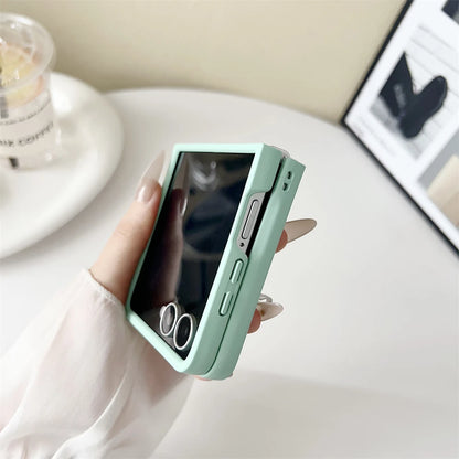 Original Liquid Silicone PC Phone Case Samsung Galaxy Z Flip 7 6 5 4 3 5G Matte Skin Shockproof Candy Colors Soft Cover Z Flip7