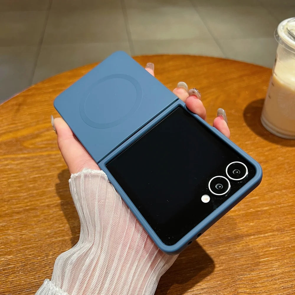Luxury Soft Liquid Silicone for Magsafe Case for Samsung Galaxy Z Flip 7 6 5 zflip 3 4 Flip7 Magnetic Matte Shockproof Cover