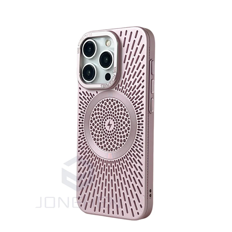 Luxury Heat Dissipation Hollow For Magsafe Case For iPhone 15 14 13 12 16 Pro Max Titanium Magnetic Wireless Charge Hard Cover
