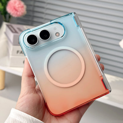 Colorful Gradient 360° Rotating Stand Magnetic Foldable Case For iPhone Ultra Fold For MagSafe Hinge Translucent Anti-drop Cover