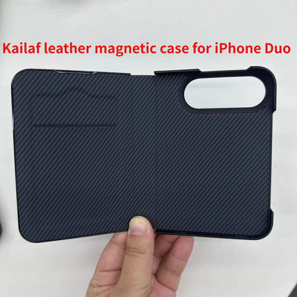 Sulada Carbon Fiber Pattern Leather Magsafe Case for iPhone Duo New Arrival Business Window View Flip Cover