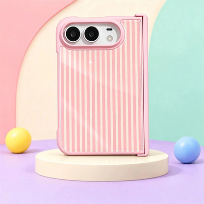 Luxury Crystal Zebra Stripe Phone Case For Iphone Duo 18 Ultra Apple Filp Fold Central Axis Hinge Full Cover Activity Protection