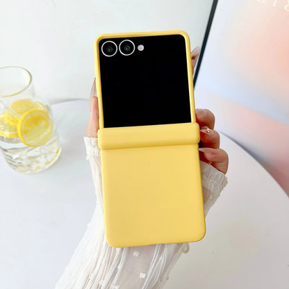 luxury Official Liquid Silicone Matte Phone Case For Samsung Z Flip 7 6 5 4 3 Original Candy Color Central Axis Shockproof Cover