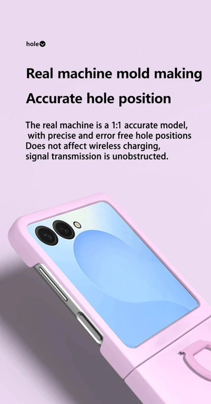Luxury Skin Feel Phone Case for Samsung Galaxy Z Flip 7 FE 6 5 Silicone Finger Ring Shockproof 2-piece Candy Color Hard PC Cover