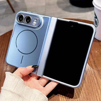Luxury AG Matte Skin Feel Airbag for Magsafe Case For iPhone Duo Fold Hinge Protect With Lens Screen Films Shockproof Hard Cover