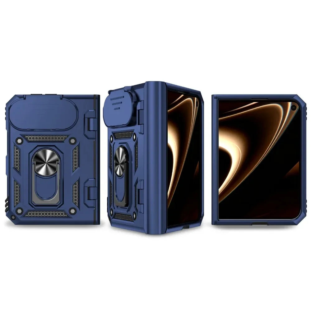 Business Metal Ring Bracket Stand Armor for Magsafe Magnetic Phone Cases For iPhone Duo Lens Protection PC TPU 18 Folding Cover