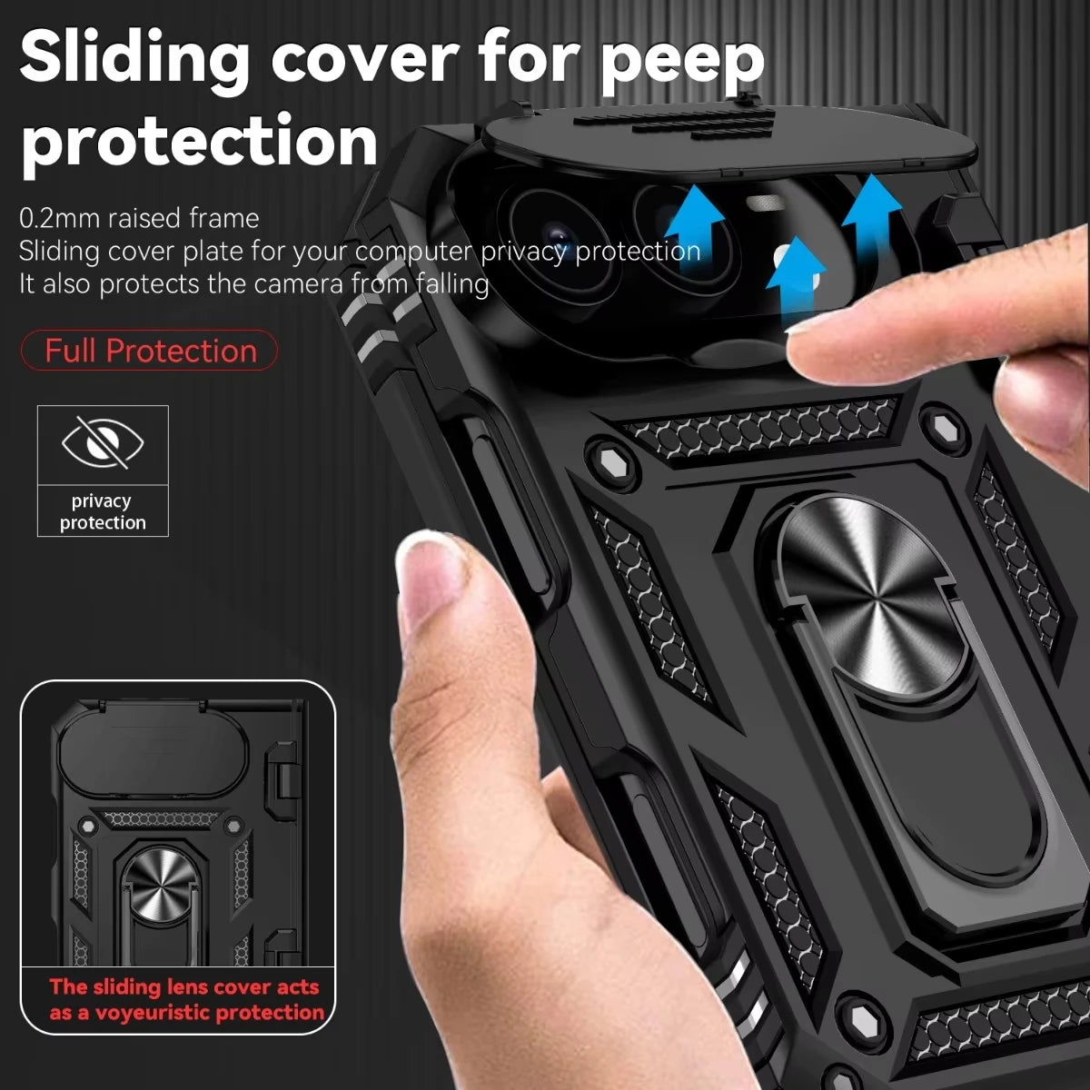 Case Phone Case for IPhone Duo 18 Fold Car Mounted Magnetic Ring Bracket Lens Protection Slide Camera Folding Protective Cover