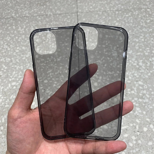 Ultradünne schwarze transparente Hülle für iPhone 15 14 13 12 11 Pro Max Mini Xs XR X 7 8 Plus 6S transparente weiche TPU-Silikon-Rückschale