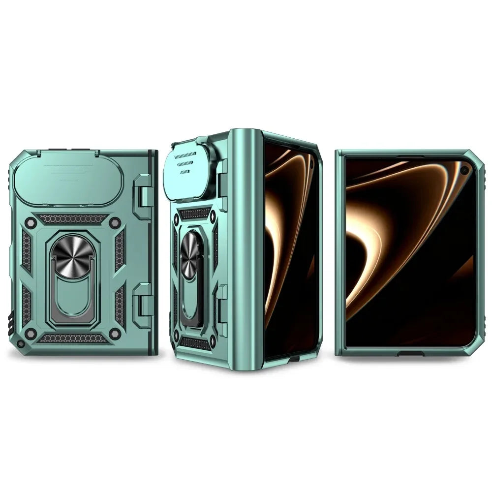 Business Metal Ring Bracket Stand Armor for Magsafe Magnetic Phone Cases For iPhone Duo Lens Protection PC TPU 18 Folding Cover