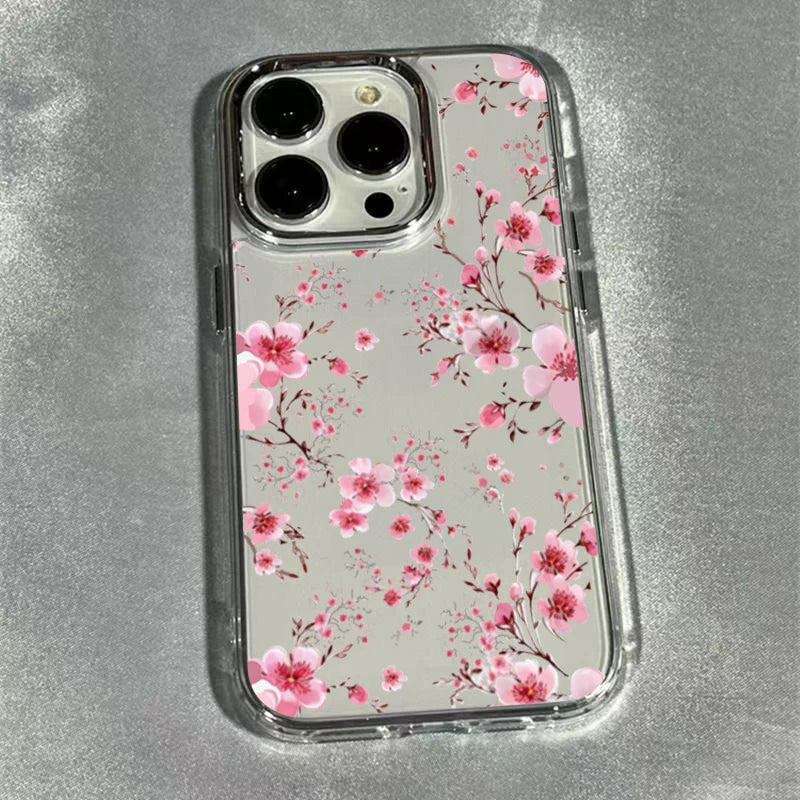 Winter First Snow Cherry Blossom Frame Soft Phone Case For iPhone 17 17Air 16 15 14 13 12 11 Pro Max XS X XR 7 8 Plus 16E Cover