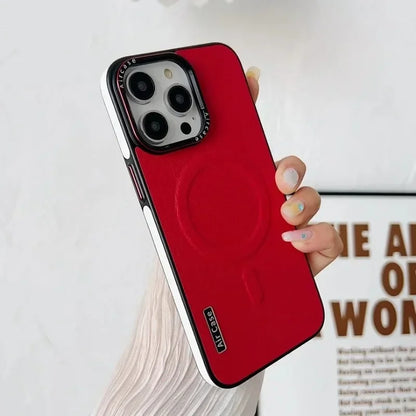 Business Double Color Leather Magsafe Case for IPhone 12 13 16 15 Pro Max Magnetic Matte Soft Shockproof Cover for IPhone 15Pro