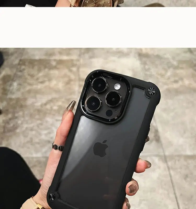 Luxury Rugged Heavy Duty Shockproof Case For iPhone 16 15 14 13 12 11 Pro Max 16Plus Silicone Bumper Transparent Hard Back Cover