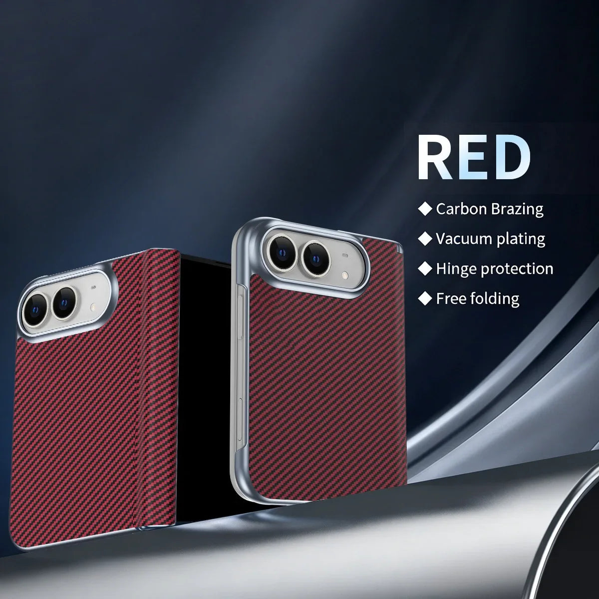 iPhone Duo Carbon Fiber Texture Business Design Phone Case - Slim Shockproof 18Fold Bumper Front Rear Cover for Apple iPhone