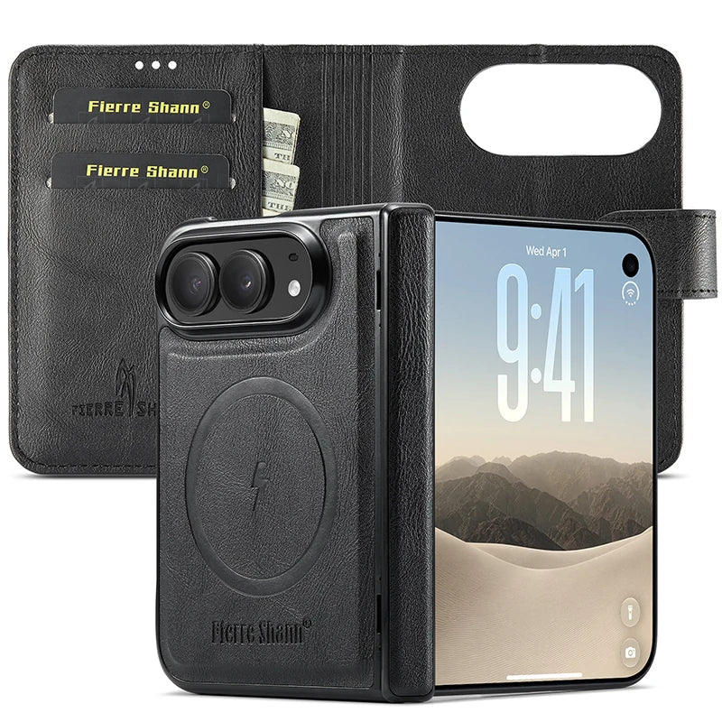 Detachable Magnetic Wallet Leather Flip Case For iPhone Duo Removeable Book Cover