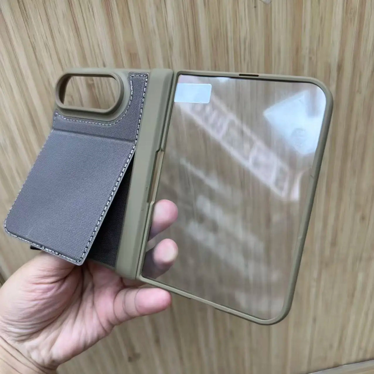 Double-layer technology fabric magnetic case for iPhone Duo woven twill design, film integrated case with invisible bracke