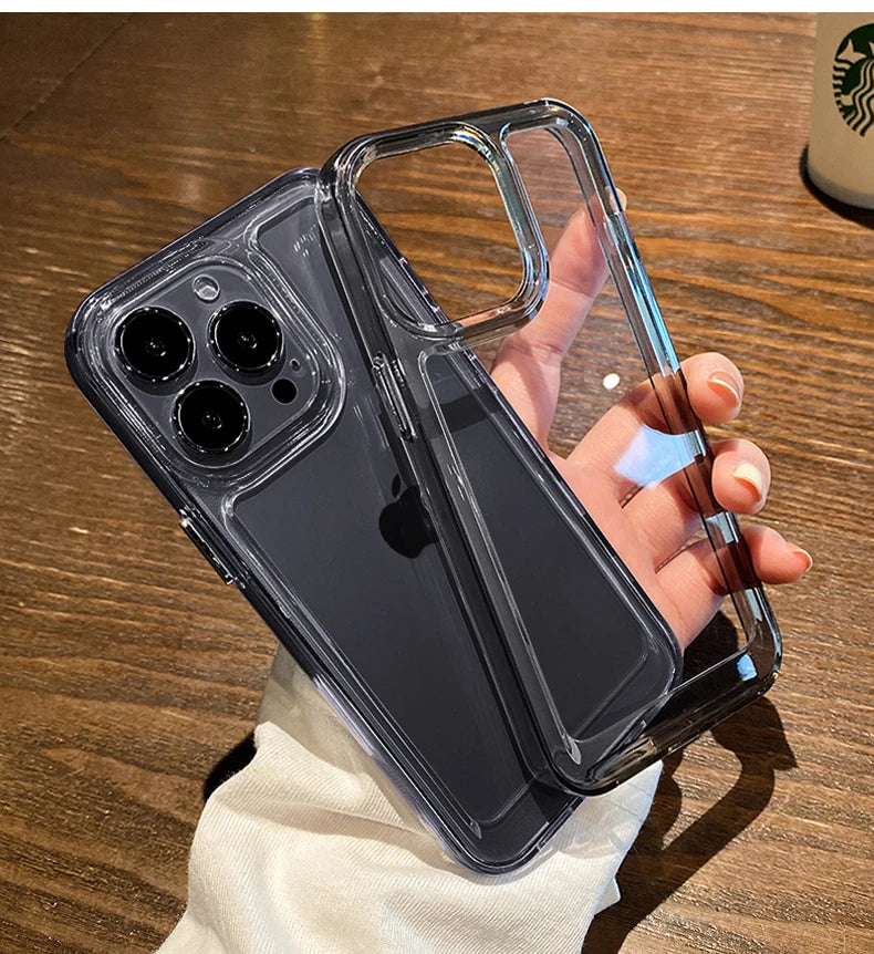 New Transparent Acrylic Clear Case for iPhone 17 Pro Max 16 Plus 11 12 13 14 15 16 Pro Max Plus Xs Max Xr Air Metal Button Cover