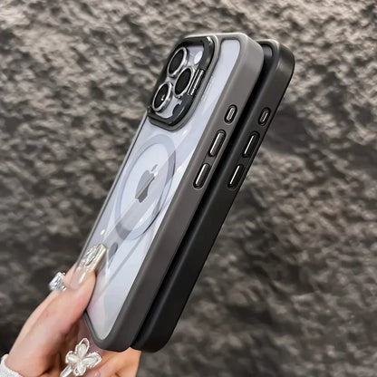 Luxury Magnetic Shockproof Phone Case For iPhone 15 14 13 12 16 17 Pro Max Plus Air 11 Funda Stand Glass Lens Protection Cover