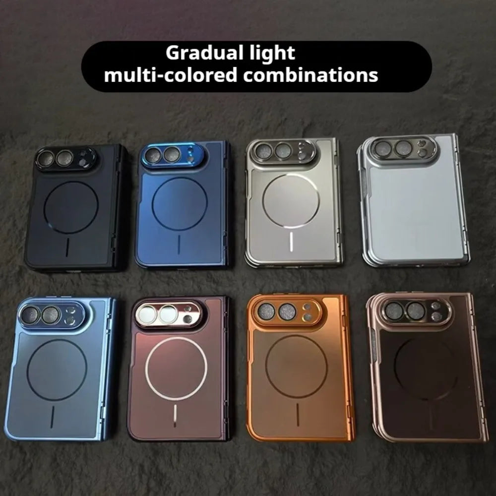 Luxury AG Matte Skin Feel Airbag for Magsafe Case For iPhone Duo Fold Hinge Protect With Lens Screen Films Shockproof Hard Cover