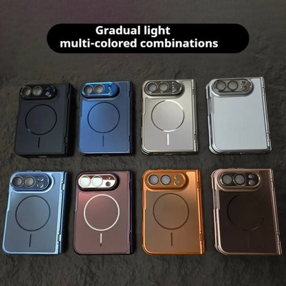 Luxury AG Matte Skin Feel Airbag for Magsafe Case For iPhone Duo Fold Hinge Protect With Lens Screen Films Shockproof Hard Cover