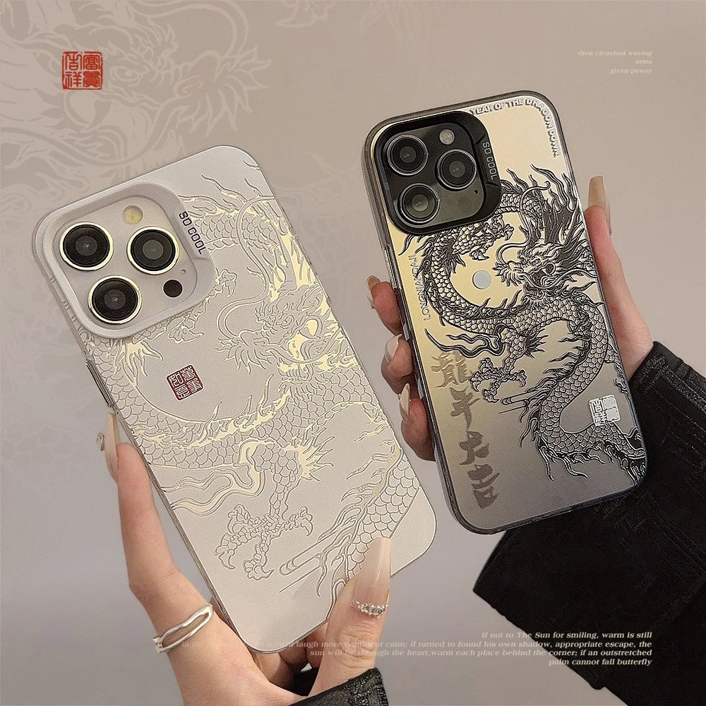 Luxury Dragon Embossed Phone Case for Oppo Reno14 Reno13 Reno12 Reno11 Reno10 Reno8 Reno7 Z F T Pro Plus 4G 5G Matte Back Cover