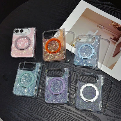Dreamy Shell Pattern Rotation Stand All-Around Case For iPhone 18 Fold 18Duo For iPhone Duo Auto-Snap Hinge Protection Cover