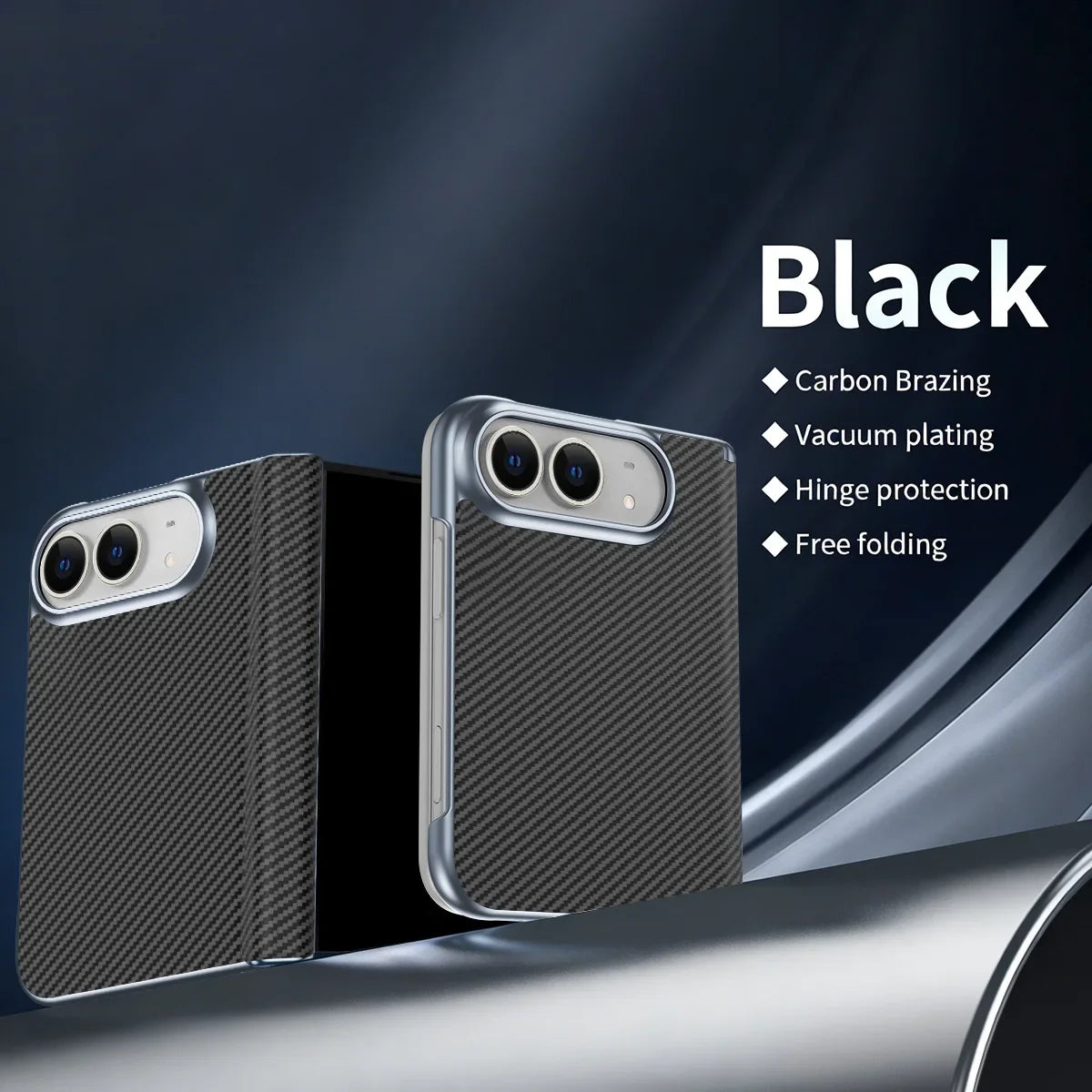 iPhone Duo Carbon Fiber Texture Business Design Phone Case - Slim Shockproof 18Fold Bumper Front Rear Cover for Apple iPhone