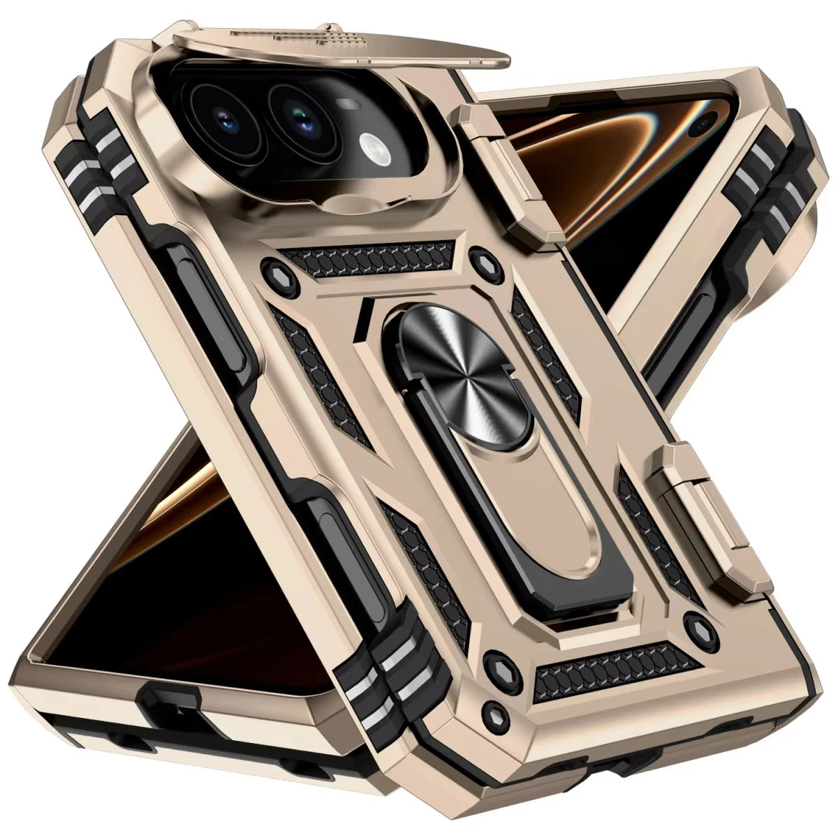 Case Phone Case for IPhone Duo 18 Fold Car Mounted Magnetic Ring Bracket Lens Protection Slide Camera Folding Protective Cover