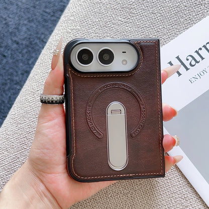 Magsafe For iPhone Duo Case Luxury Matte Leather Magnetic Rotating Ring Holder Shockproof Protection Back Cover Accessories