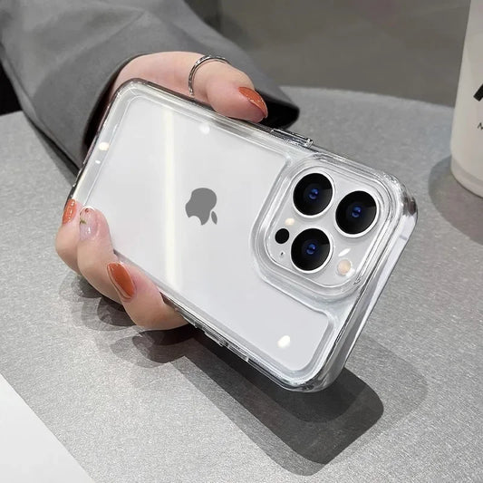 Neue transparente Acryl-Schutzhülle für iPhone 17 Pro Max 16 Plus 11 12 13 14 15 16 Pro Max Plus Xs Max Xr Air Metalltastenabdeckung