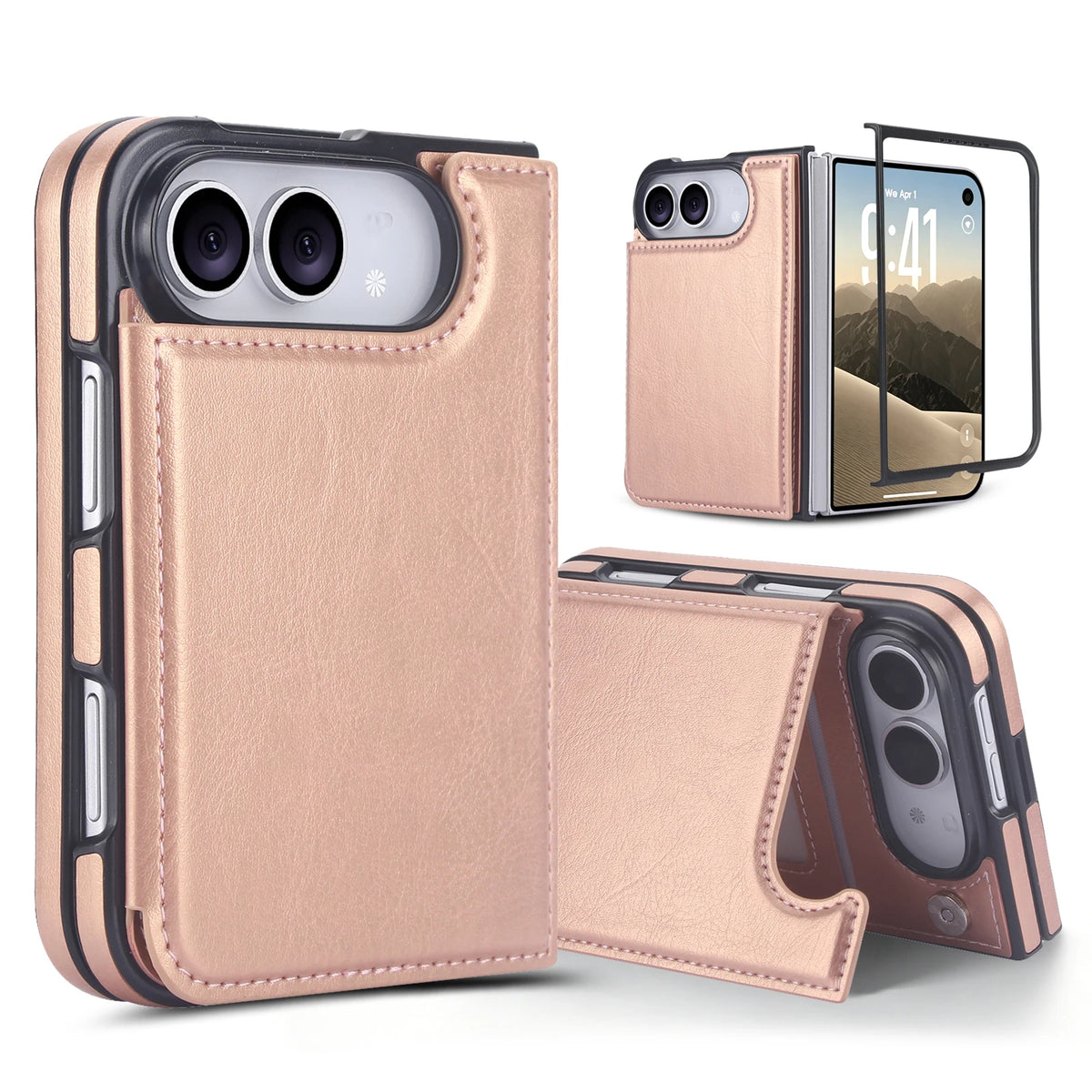 Crazy Horse Texture Card Slots Wallet Leather Case for iPhone Duo Ultra 18 Fold Wide Shockproof book Stand RFID Blocking Cover
