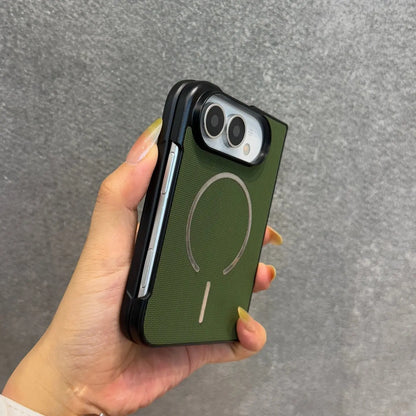 For iPhone Duo Case Business Technique PU Leather for Magsafe Case for iPhone Duo Fold Magnetic Wireless Charging PC Cover